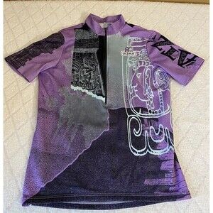 Vintage Ultima Men’s Cycling Jersey Purple With Designs And Back Pockets Size M